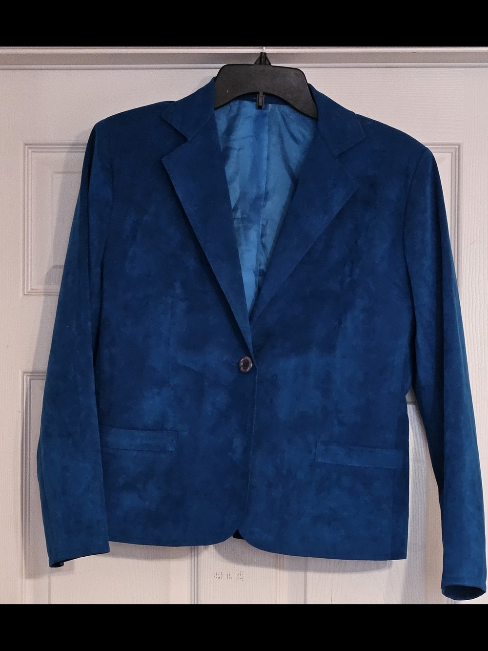 VTG ULTRASUEDE Turquoise Suede Lined One-Button Blazer Sz 10 Pre-Owned EUC